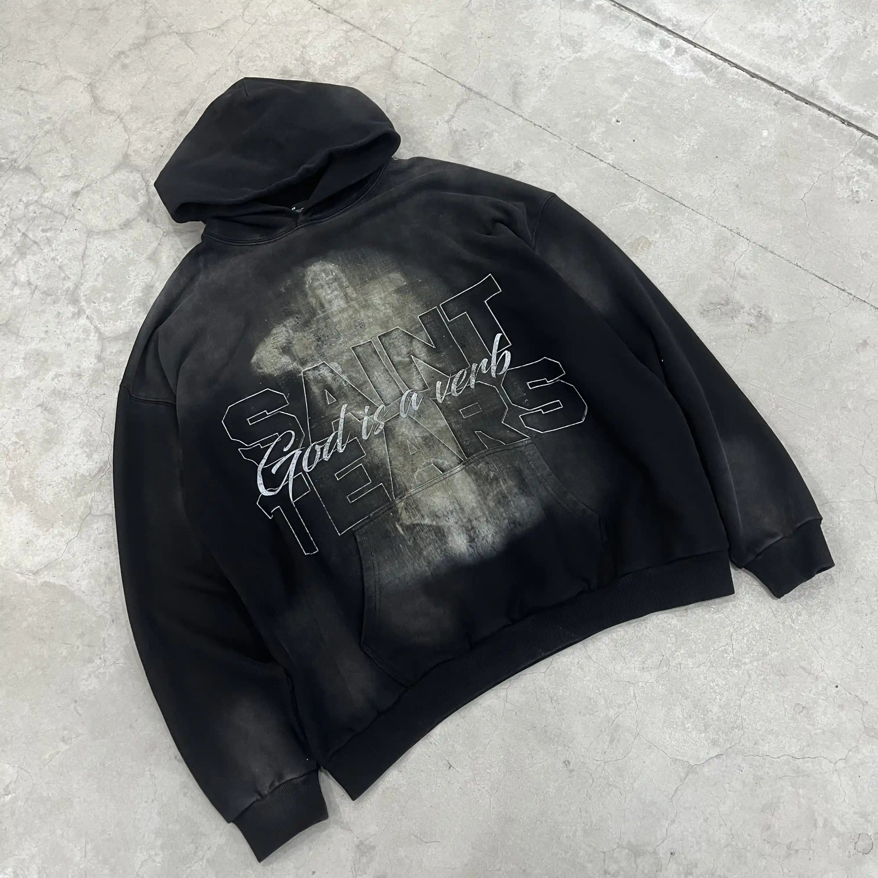 Mess Saint tears God is a verb Premium Hoodie