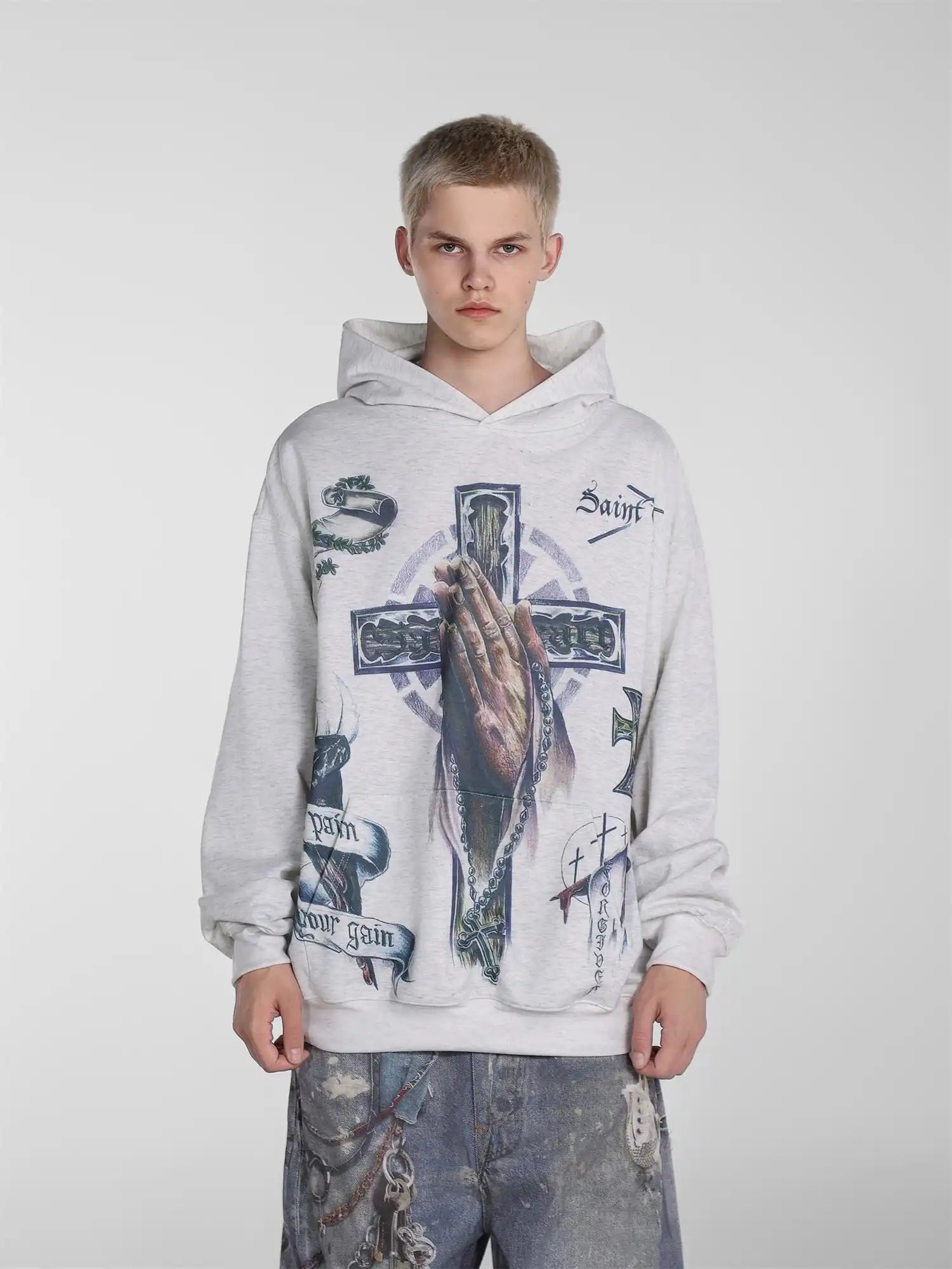 Mess Saint tears Pure Cross Premium Hoodie