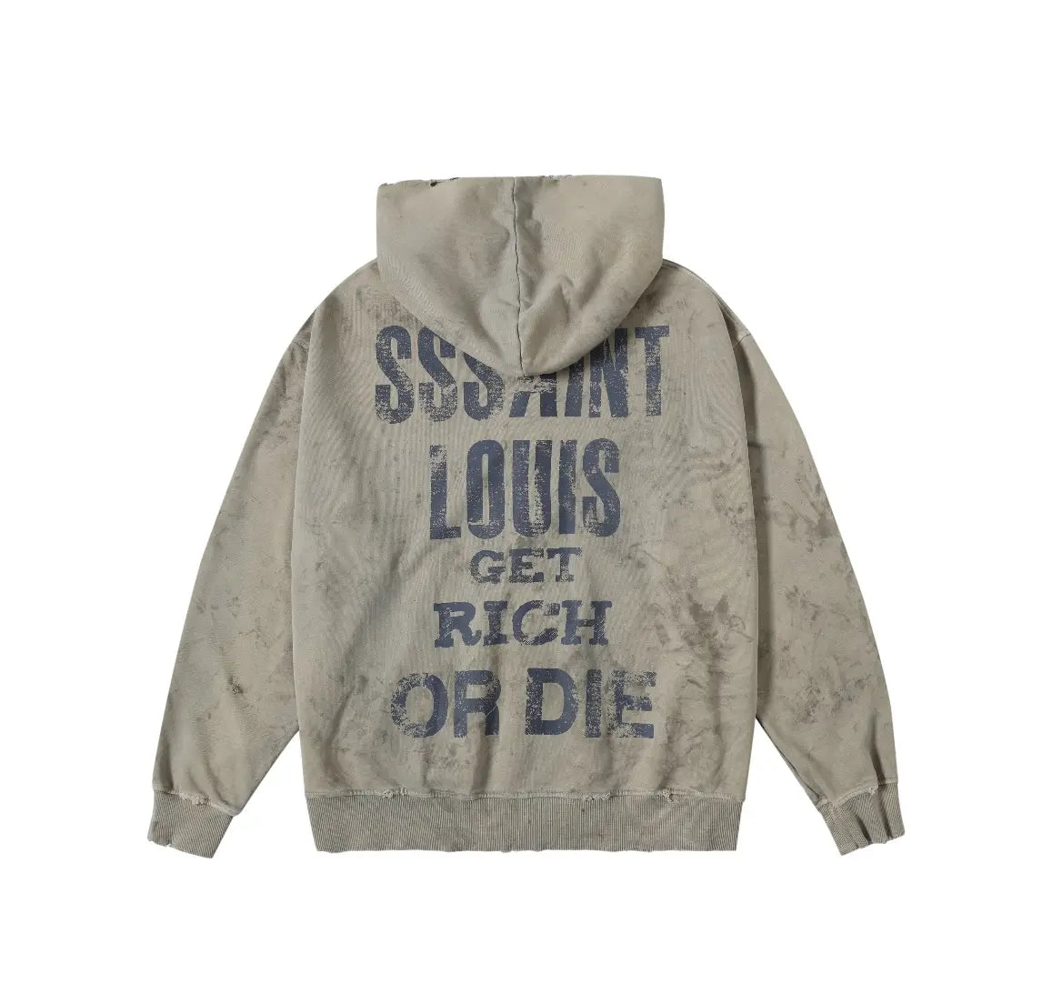 Mess Saint tears GET RICH OR DIE Zip Up Premium Hoodie