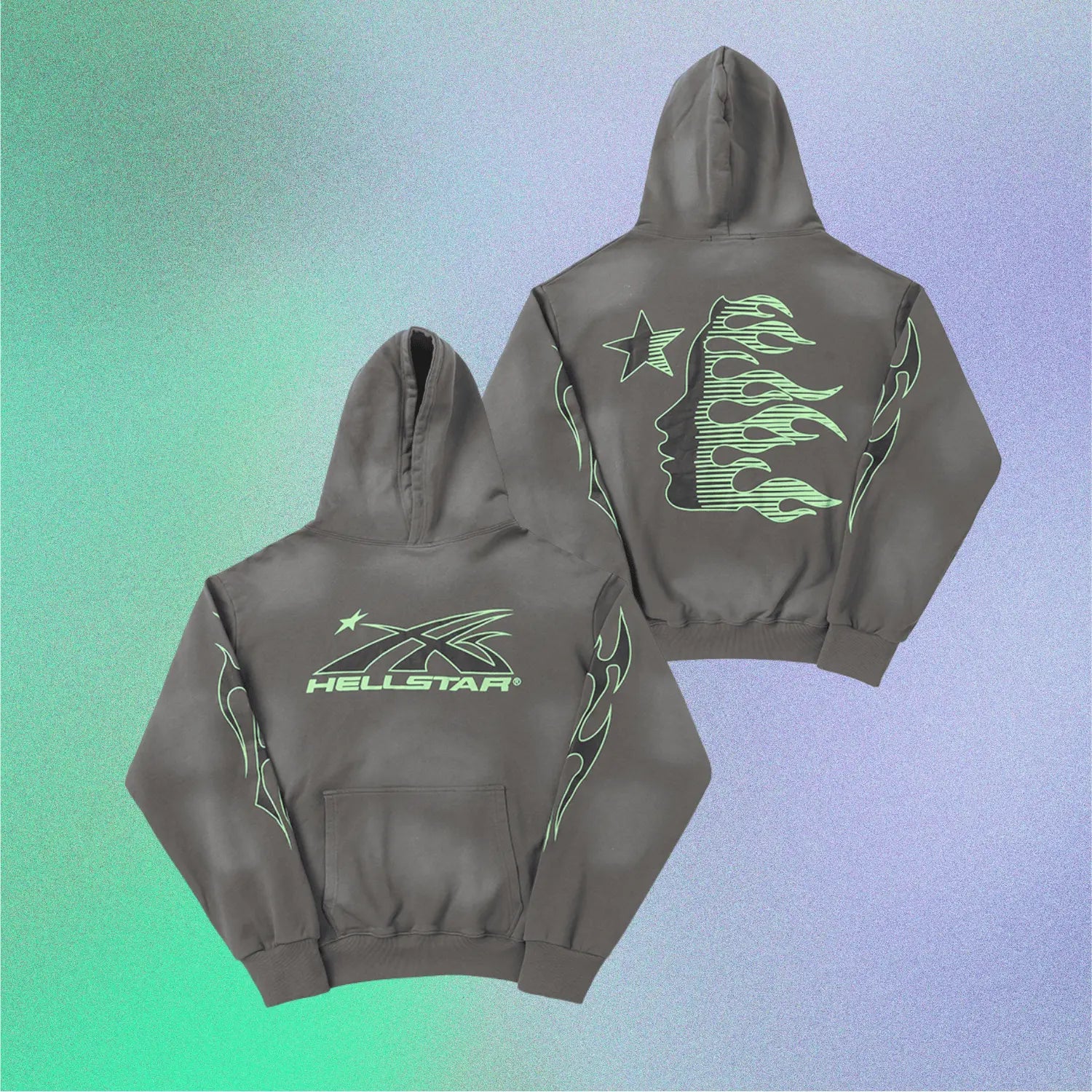 Mess HellStar Cyber Green Premium Hoodie