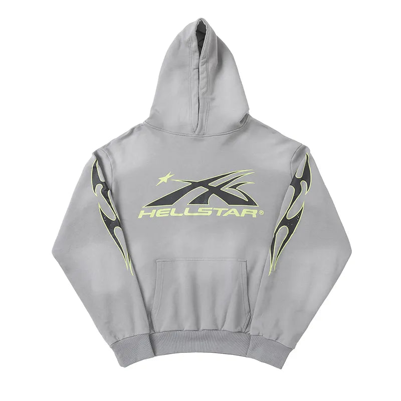 Mess HellStar Gray Tribal Flame Premium Hoodie