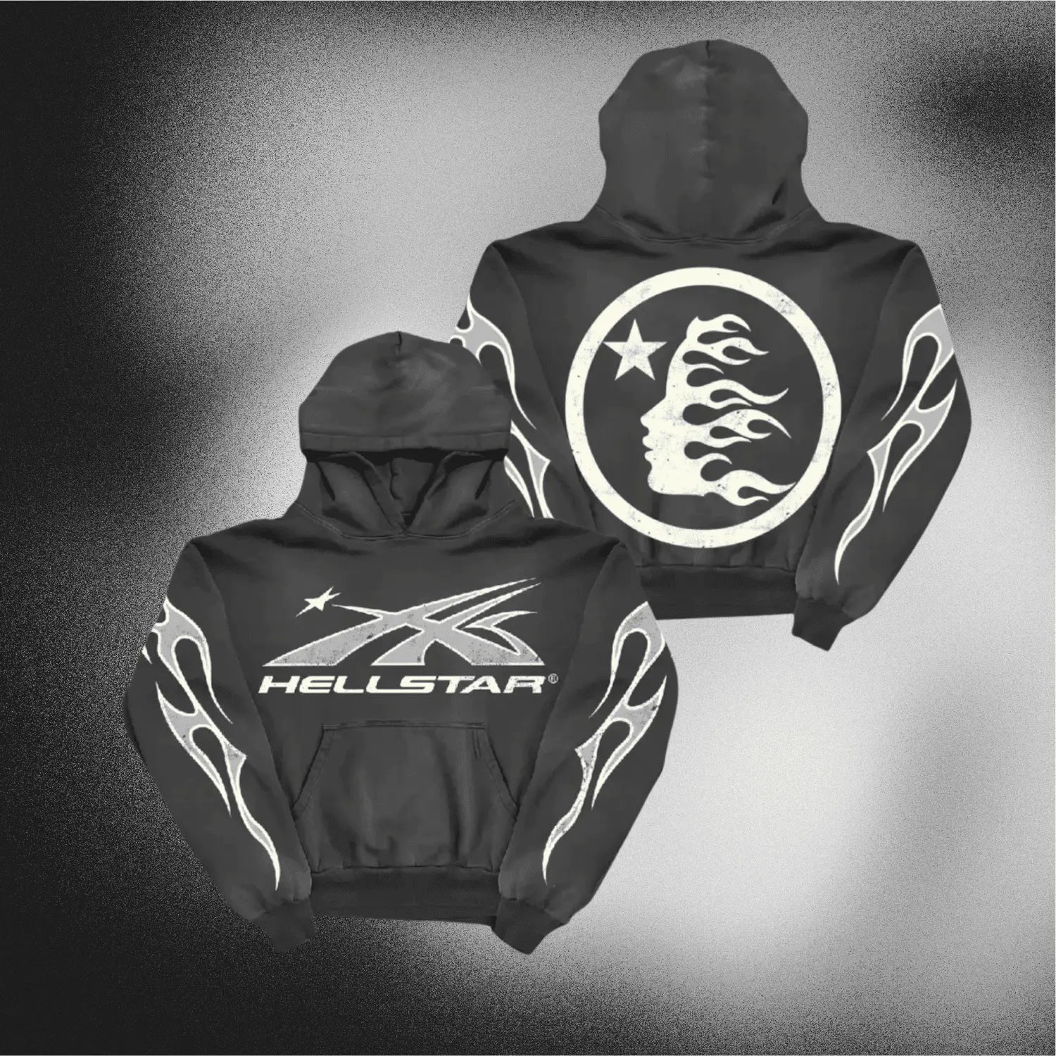 Mess HellStar Black Tribal Flame Premium Hoodie