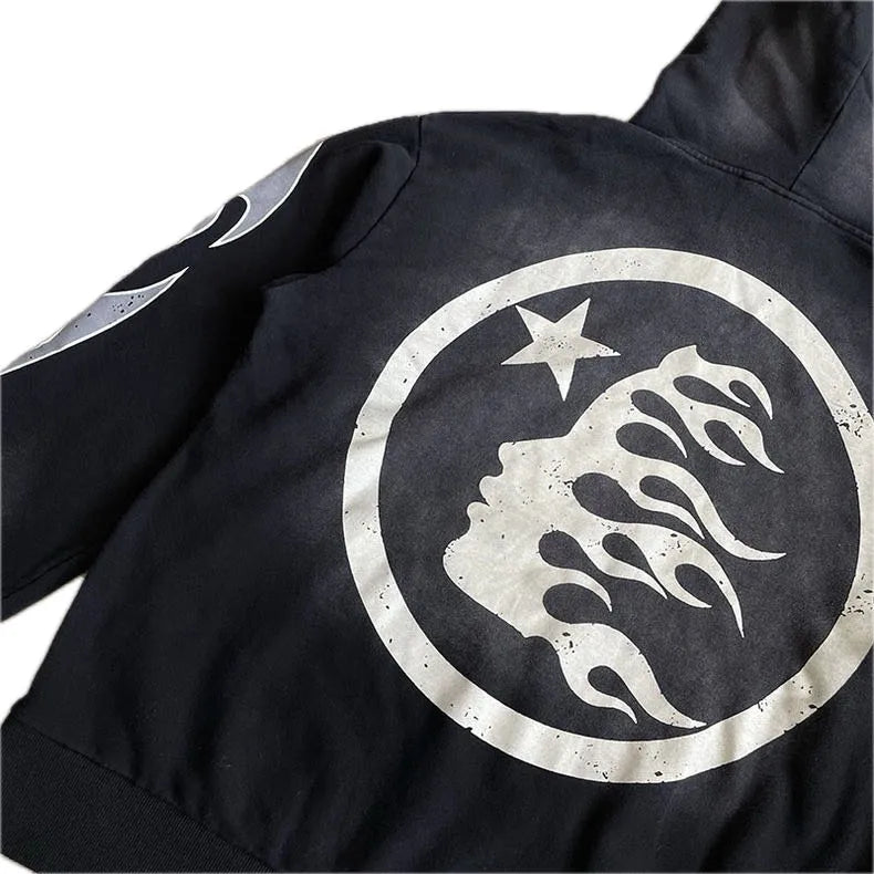 Mess HellStar Black Tribal Flame Premium Hoodie