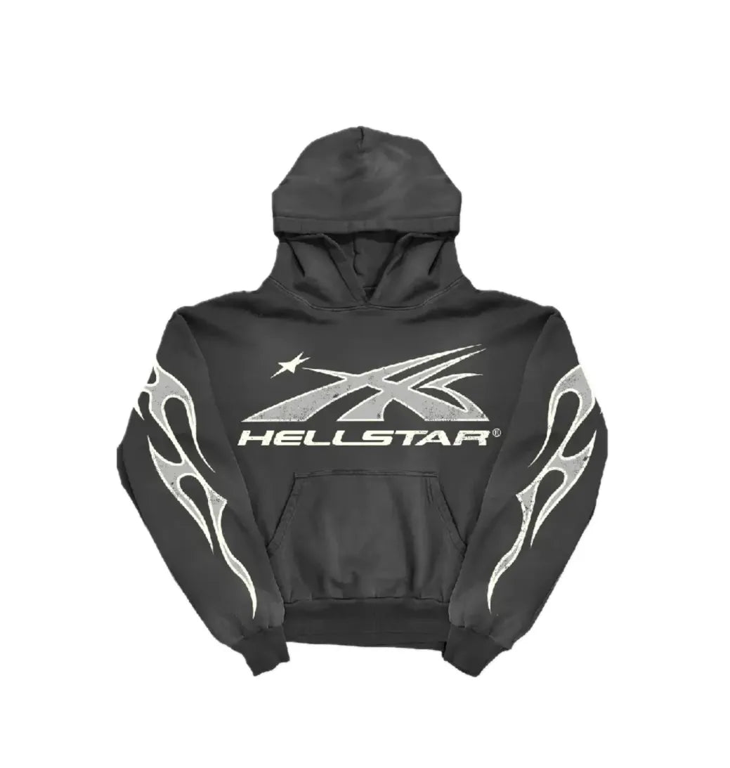 Mess HellStar Black Tribal Flame Premium Hoodie