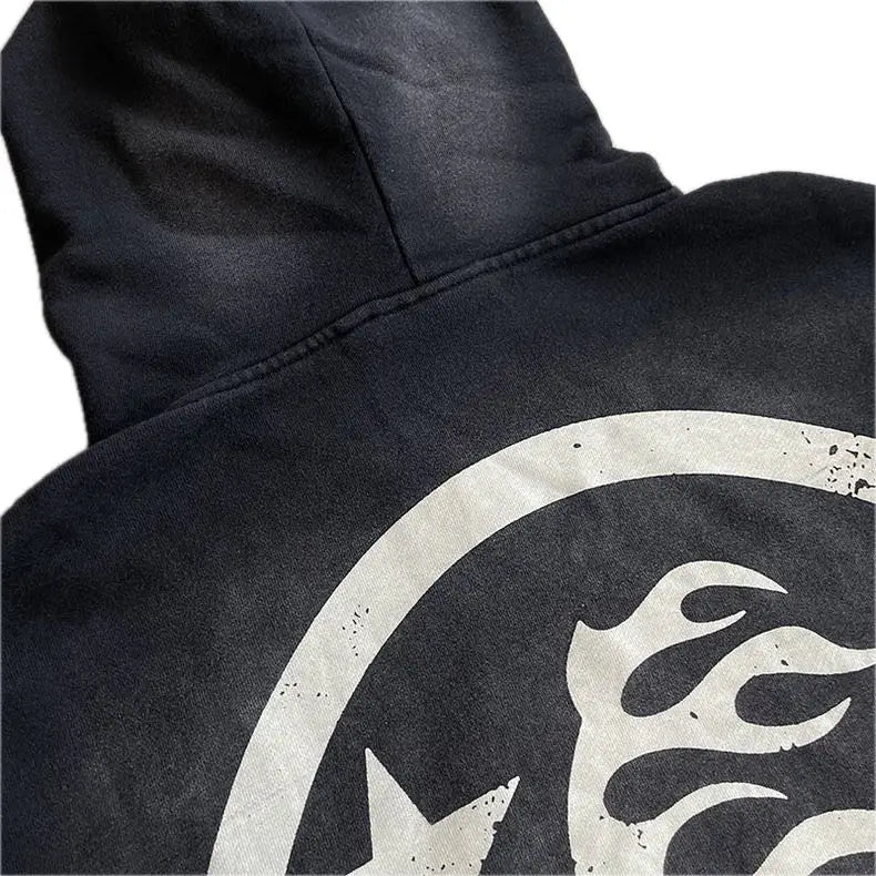 Mess HellStar Black Tribal Flame Premium Hoodie