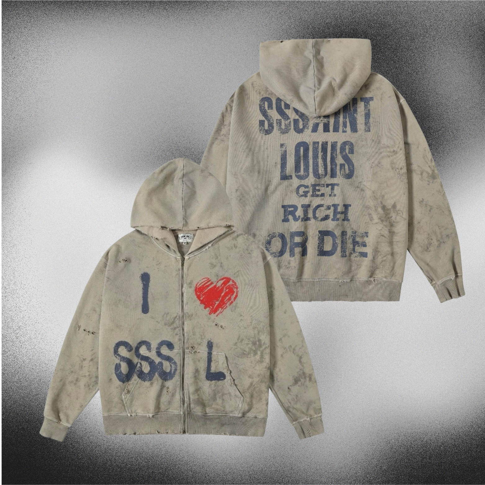 Mess Saint tears GET RICH OR DIE Zip Up Premium Hoodie