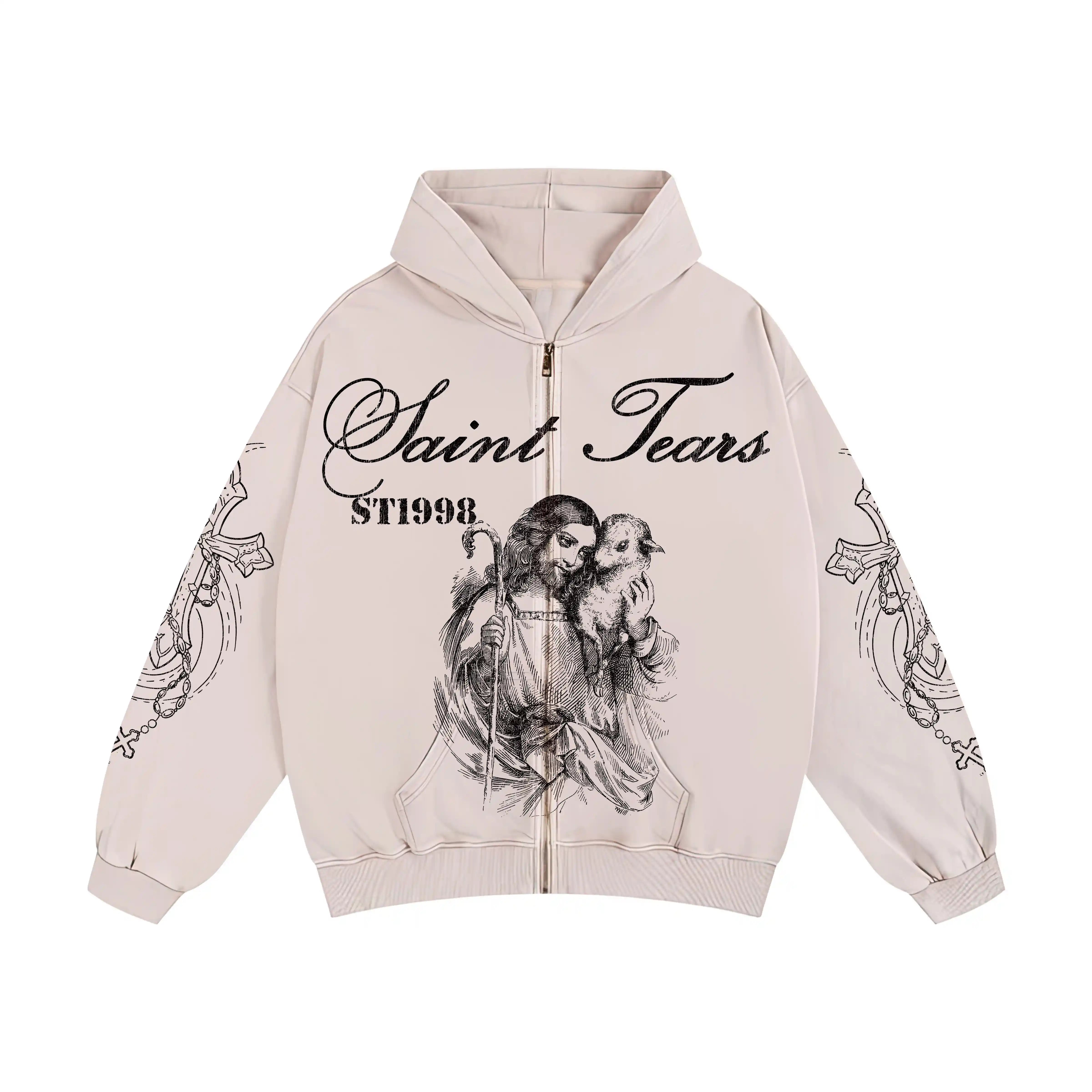 Mess Saint tears Lamb Zip Up Premium Hoodie