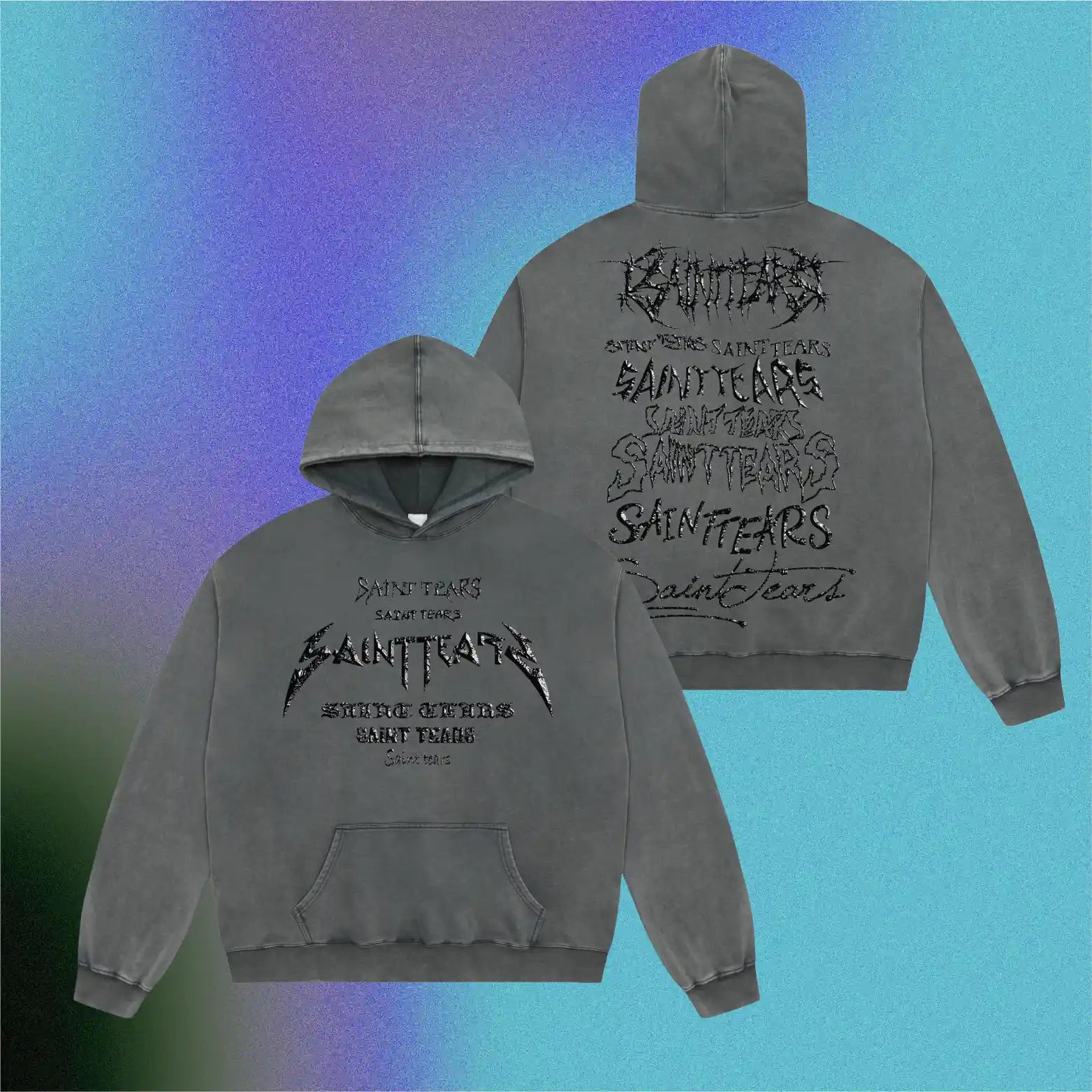 Mess Saint tears Dark Letter Premium Hoodie