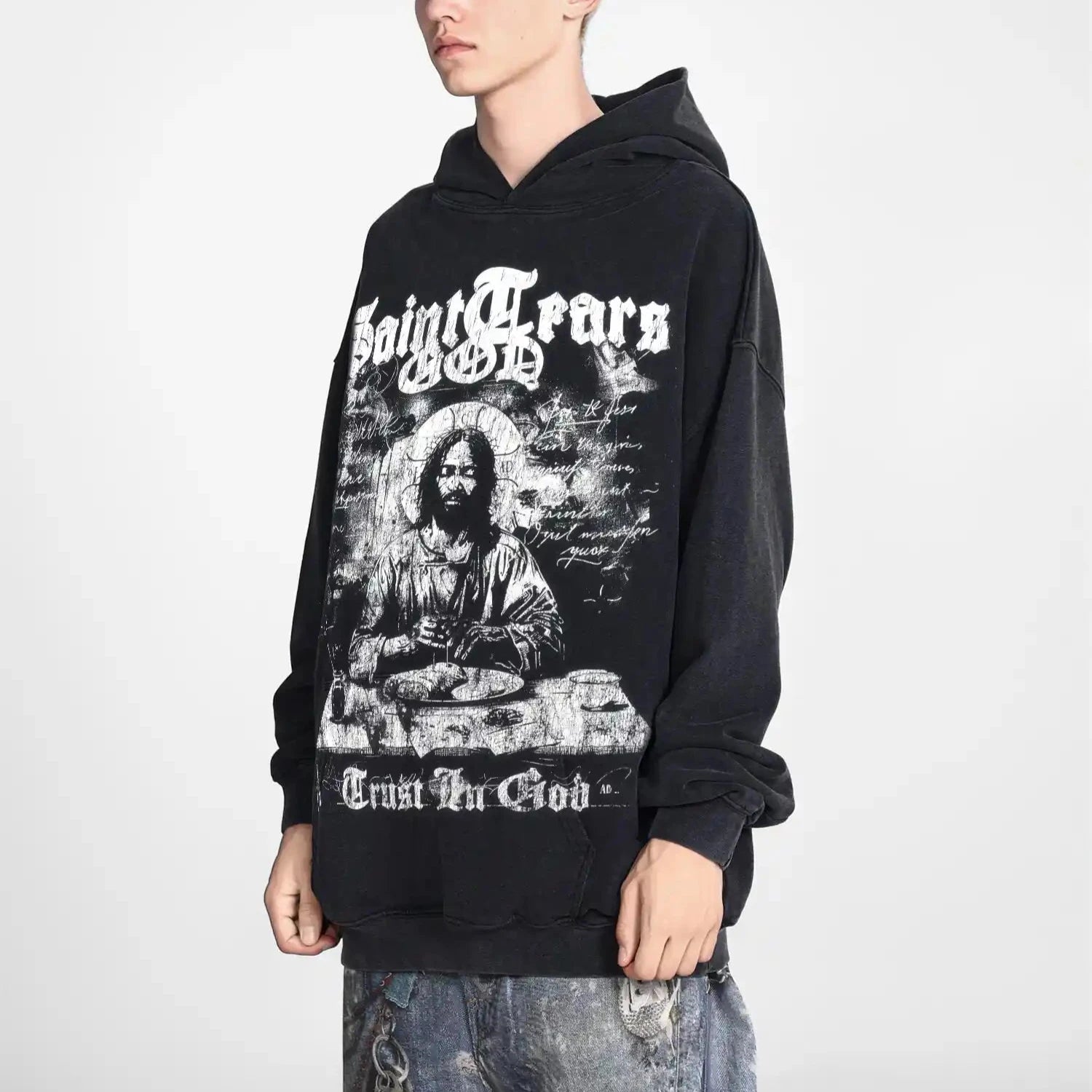 Mess Saint tears Grust in God Premium Hoodie