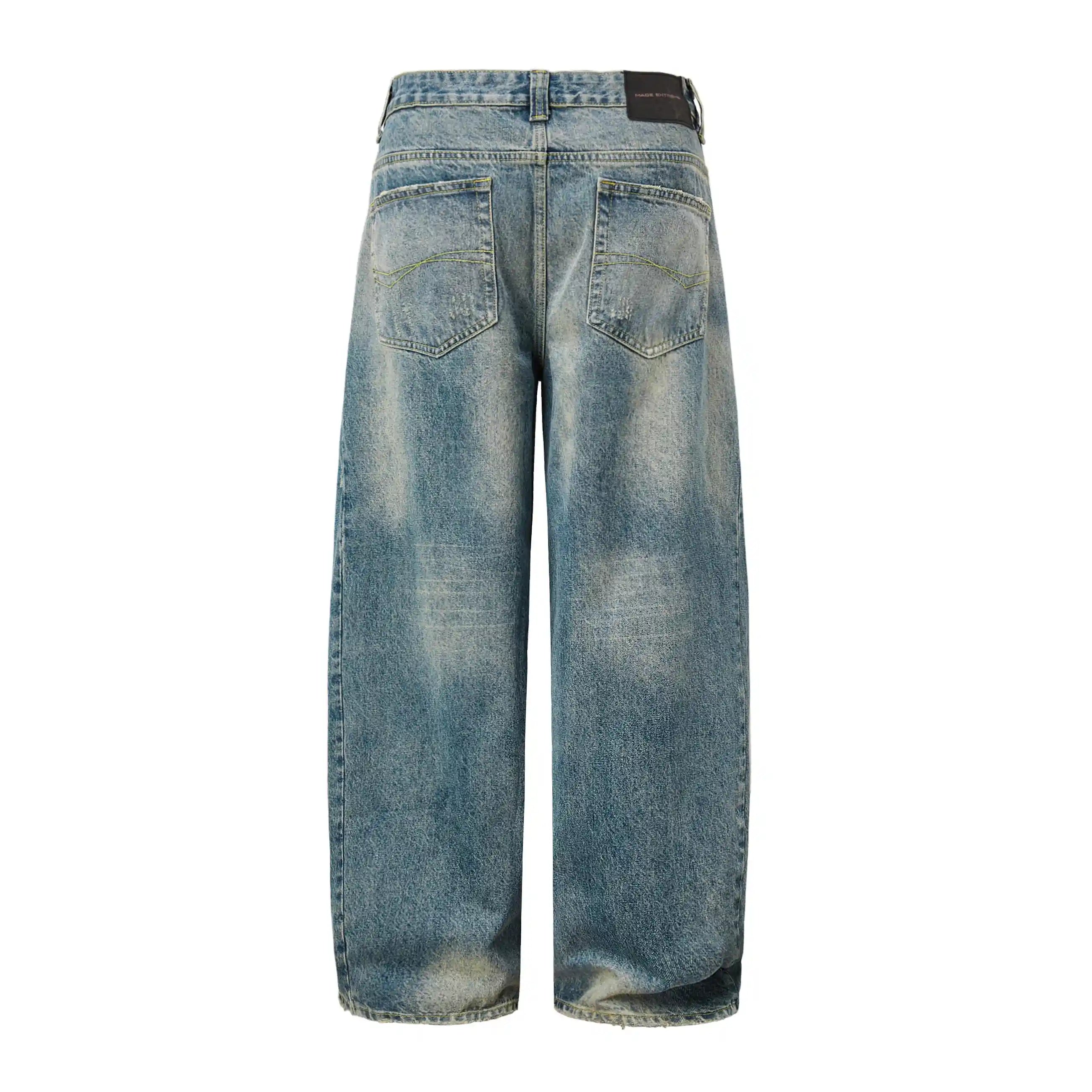 Vintage Ripped Loose Scimitar Wide-leg Jeans